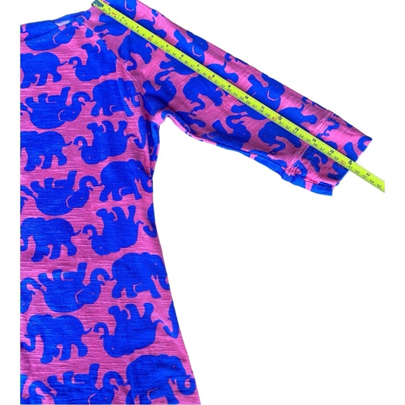 Lilly Pulitzer Pink and Blue Elephant dress. 3/4 sleeve cotton dress. Size XS - Picture 8 of 9